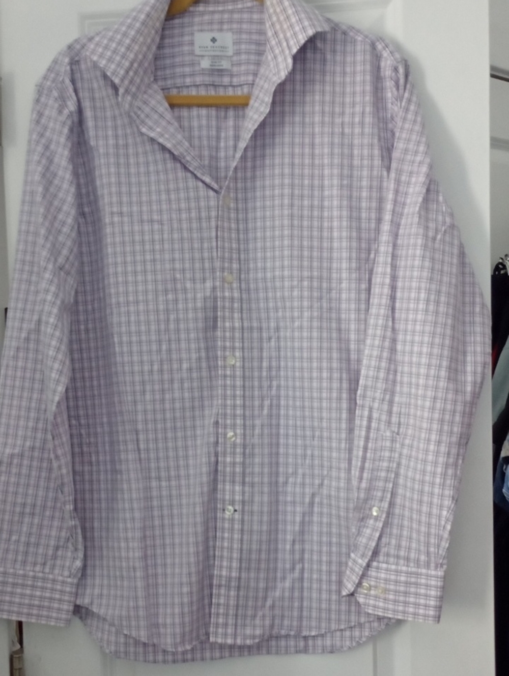 Ryan seacrest Lavender/White Men's Checkered Shirt 16 34/35